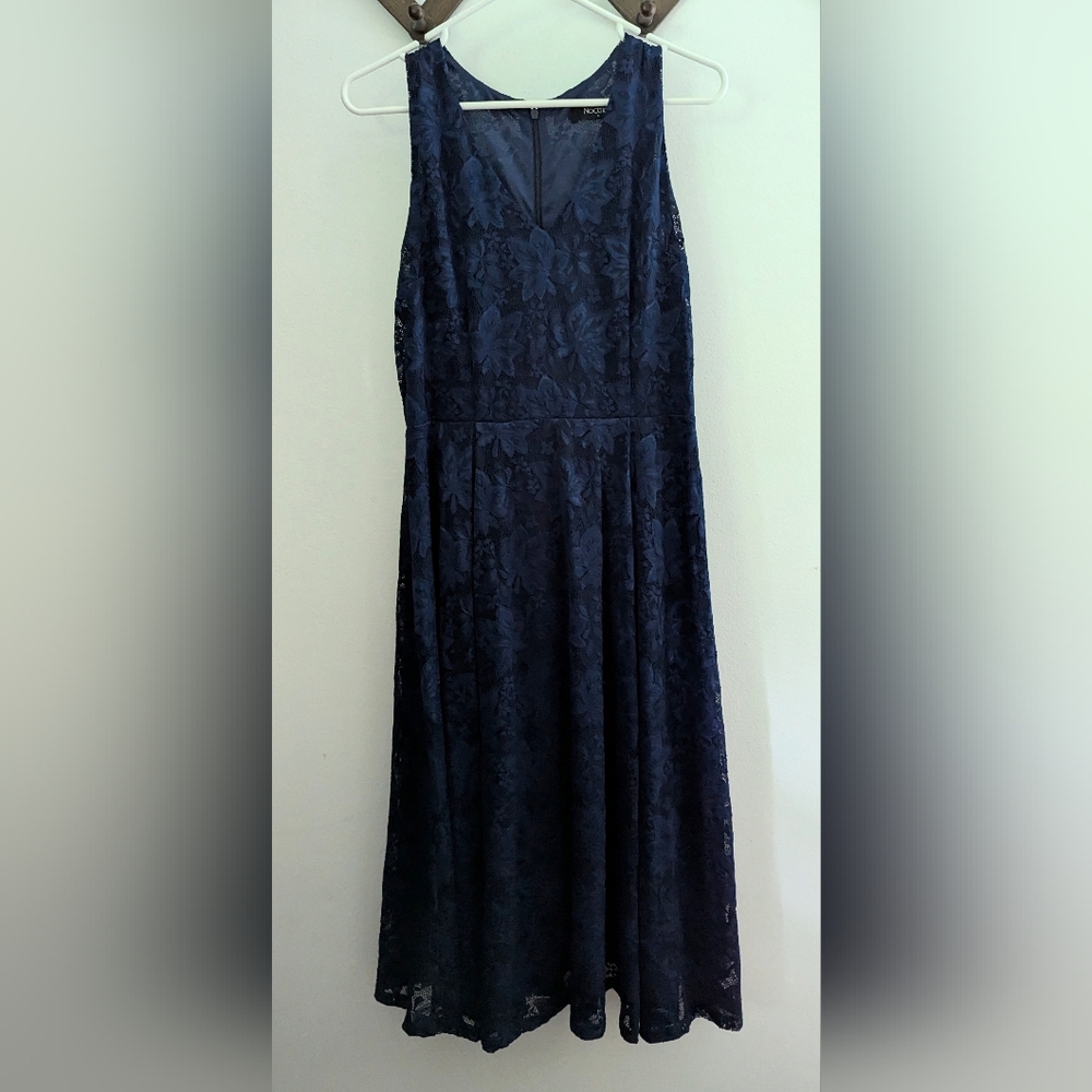 Navy Dress With Lace Overlay